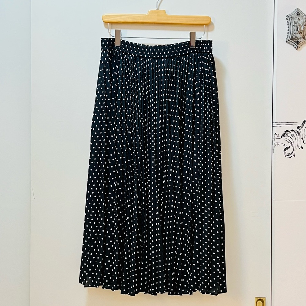 Halogen Black and White polka dot midi skirt